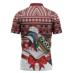 New Zealand Dolphin Terehu Christmas Zipper Polo Shirt Maori Inspired Knitted Patterns