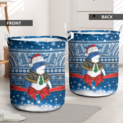 New Zealand Fairy Penguin Korora Christmas Laundry Basket Maori Inspired Knitted Patterns