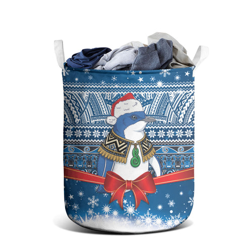 New Zealand Fairy Penguin Korora Christmas Laundry Basket Maori Inspired Knitted Patterns