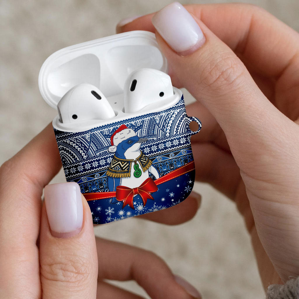 New Zealand Fairy Penguin Korora Christmas AirPods Case Maori Inspired Knitted Patterns