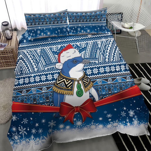 New Zealand Fairy Penguin Korora Christmas Bedding Set Maori Inspired Knitted Patterns
