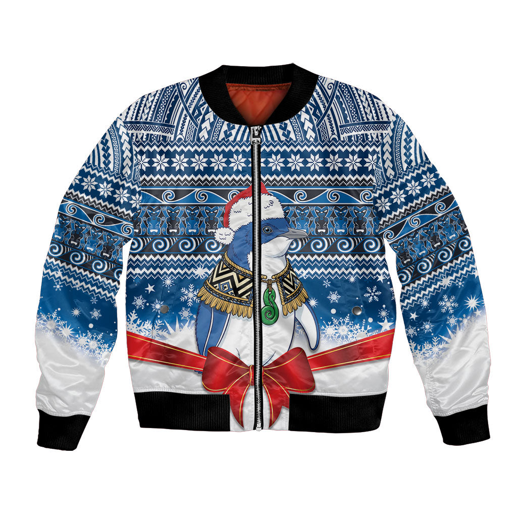New Zealand Fairy Penguin Korora Christmas Bomber Jacket Maori Inspired Knitted Patterns