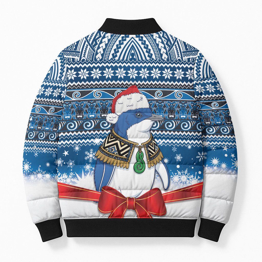 New Zealand Fairy Penguin Korora Christmas Bomber Puffer Jacket Maori Inspired Knitted Patterns