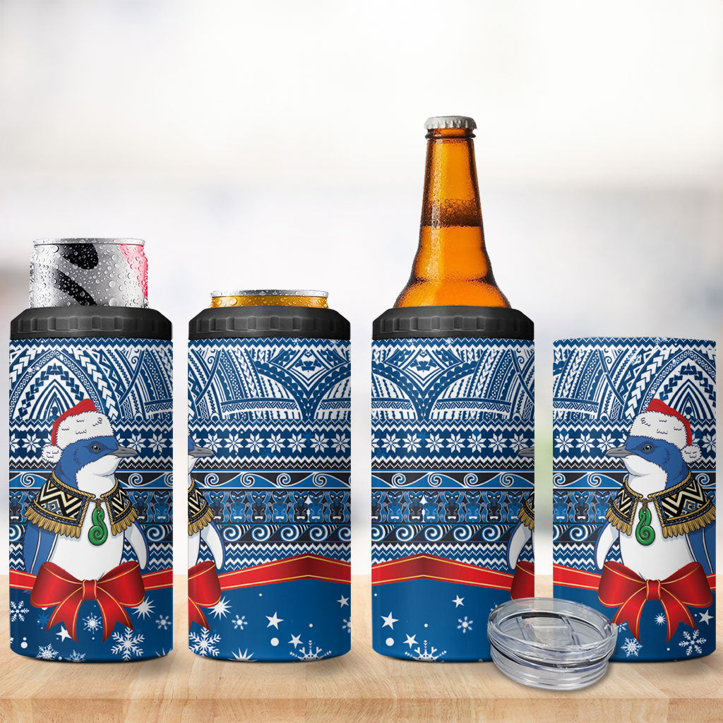 New Zealand Fairy Penguin Korora Christmas 4 in 1 Can Cooler Tumbler Maori Inspired Knitted Patterns