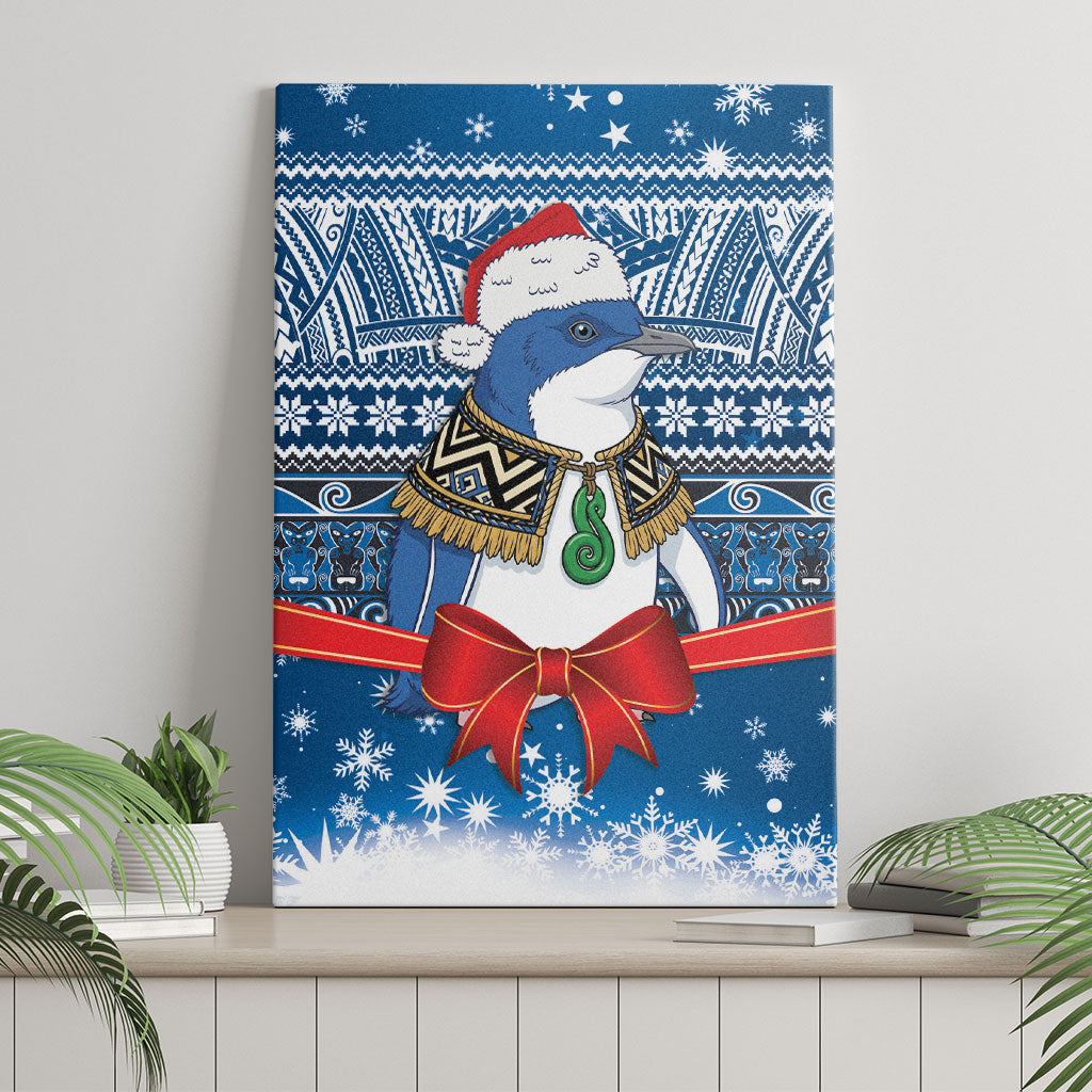 New Zealand Fairy Penguin Korora Christmas Canvas Wall Art Maori Inspired Knitted Patterns