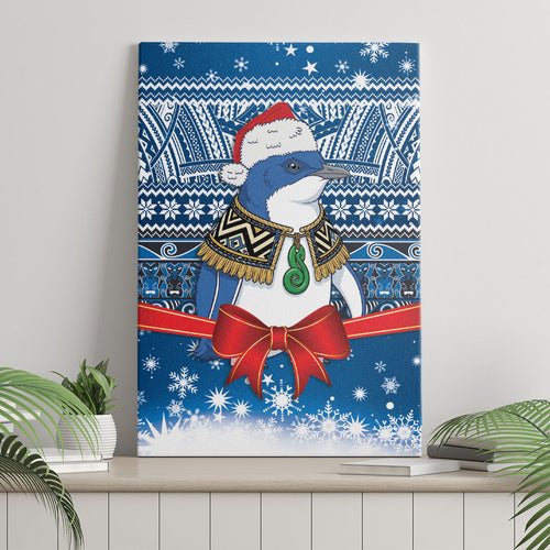 New Zealand Fairy Penguin Korora Christmas Canvas Wall Art Maori Inspired Knitted Patterns