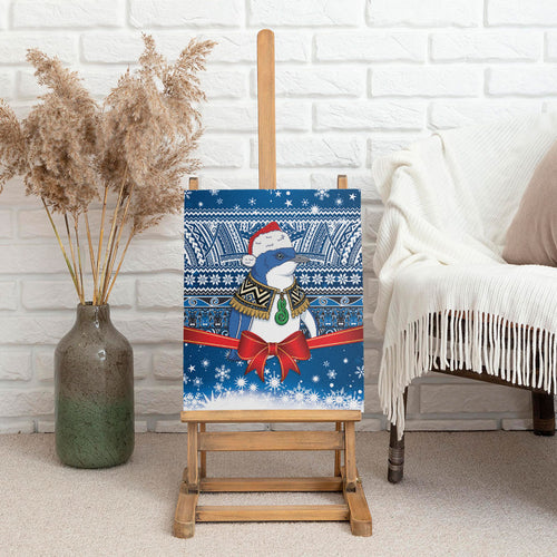New Zealand Fairy Penguin Korora Christmas Canvas Wall Art Maori Inspired Knitted Patterns