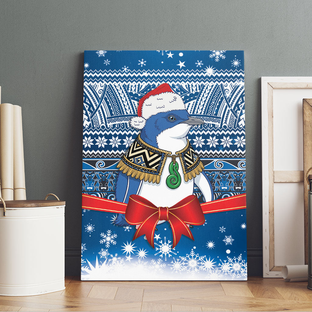 New Zealand Fairy Penguin Korora Christmas Canvas Wall Art Maori Inspired Knitted Patterns