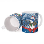 New Zealand Fairy Penguin Korora Christmas Ceramic Mug Maori Inspired Knitted Patterns