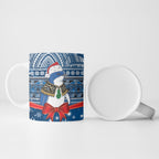 New Zealand Fairy Penguin Korora Christmas Ceramic Mug Maori Inspired Knitted Patterns
