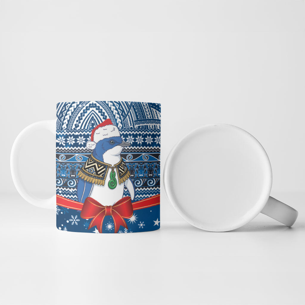 New Zealand Fairy Penguin Korora Christmas Ceramic Mug Maori Inspired Knitted Patterns
