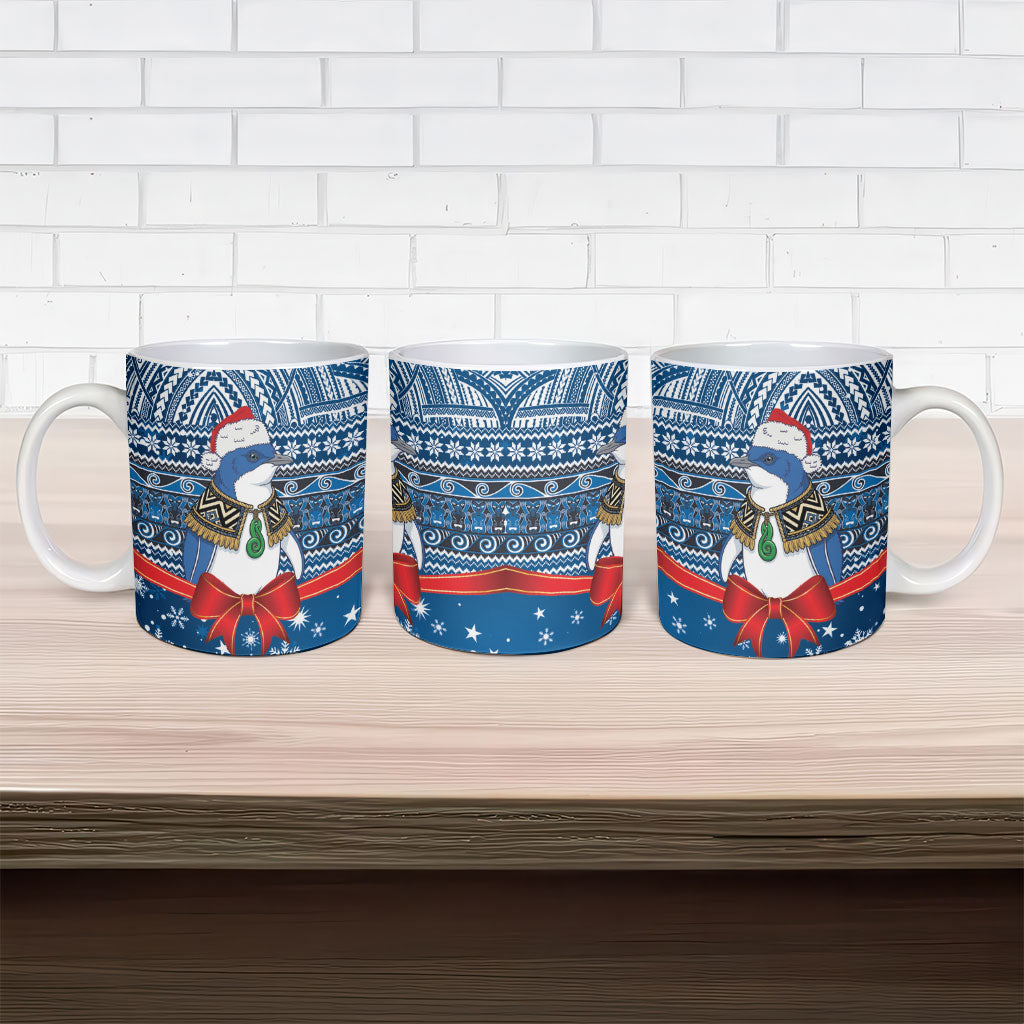 New Zealand Fairy Penguin Korora Christmas Ceramic Mug Maori Inspired Knitted Patterns