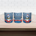 New Zealand Fairy Penguin Korora Christmas Ceramic Mug Maori Inspired Knitted Patterns