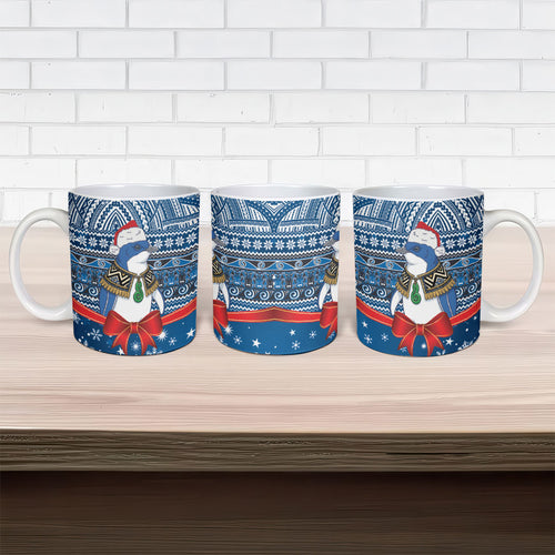 New Zealand Fairy Penguin Korora Christmas Ceramic Mug Maori Inspired Knitted Patterns