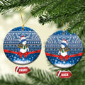 New Zealand Fairy Penguin Korora Christmas Ceramic Ornament Maori Inspired Knitted Patterns