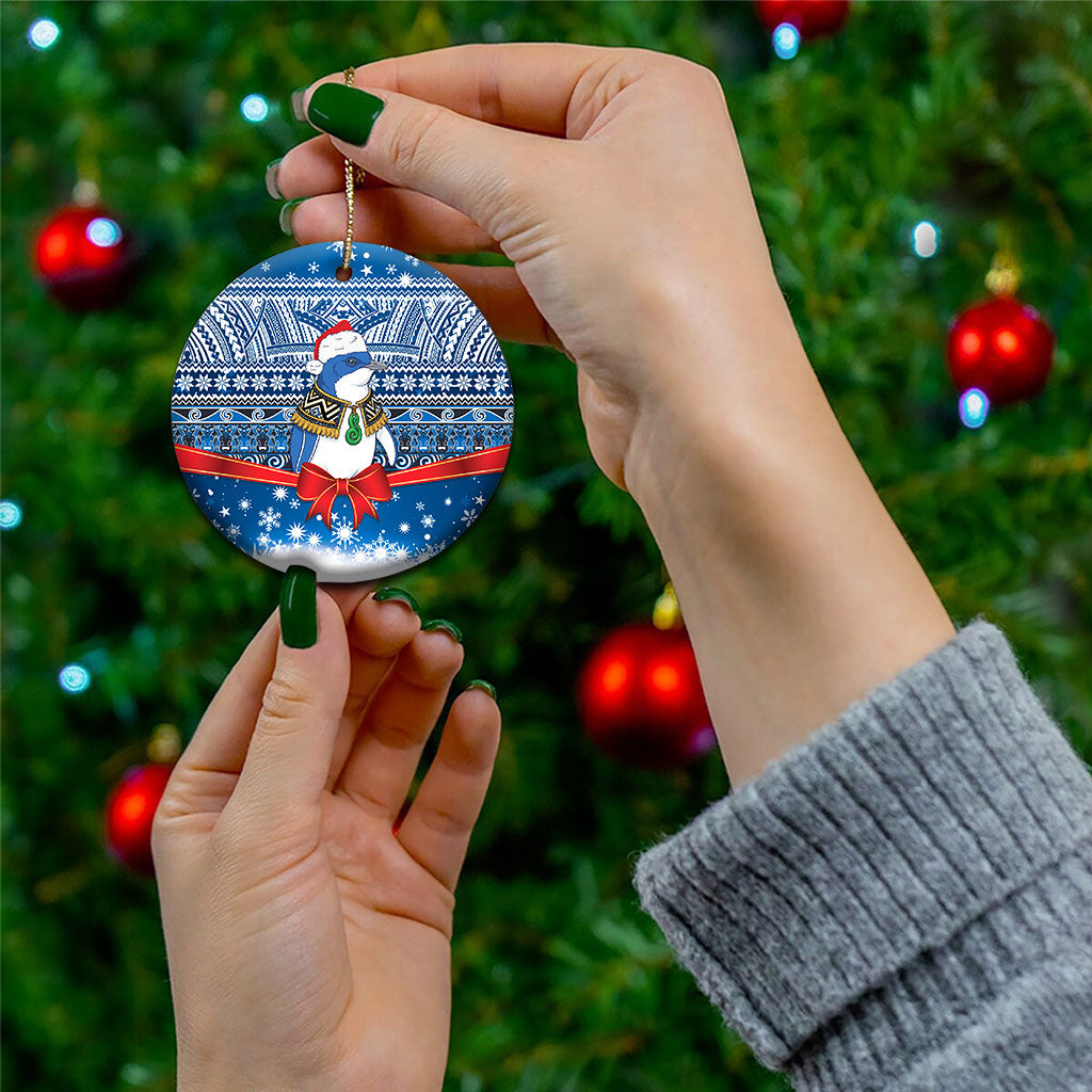New Zealand Fairy Penguin Korora Christmas Ceramic Ornament Maori Inspired Knitted Patterns