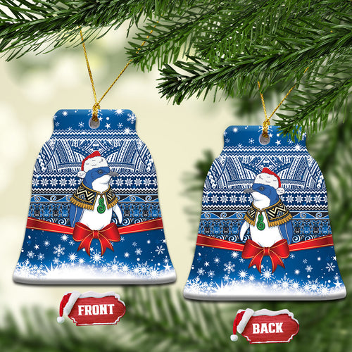 New Zealand Fairy Penguin Korora Christmas Ceramic Ornament Maori Inspired Knitted Patterns