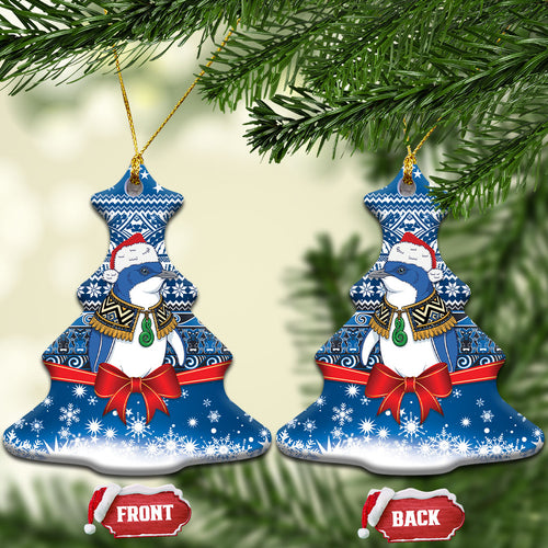 New Zealand Fairy Penguin Korora Christmas Ceramic Ornament Maori Inspired Knitted Patterns
