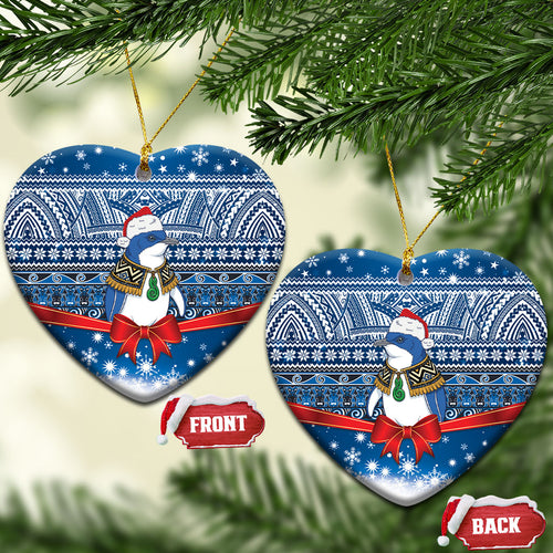 New Zealand Fairy Penguin Korora Christmas Ceramic Ornament Maori Inspired Knitted Patterns