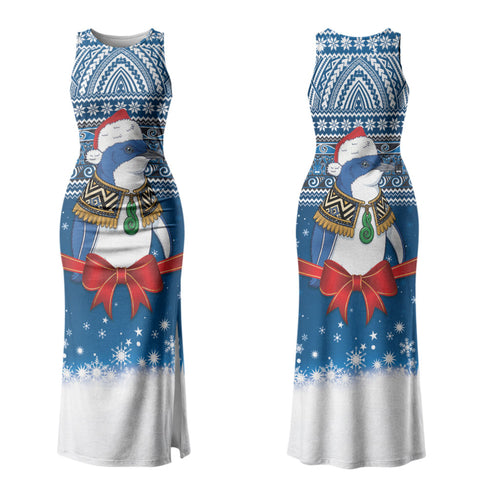New Zealand Fairy Penguin Korora Christmas Couples Matching Tank Maxi Dress and Hawaiian Shirt Maori Inspired Knitted Patterns