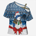 New Zealand Fairy Penguin Korora Christmas Cross Shoulder Shirt Maori Inspired Knitted Patterns