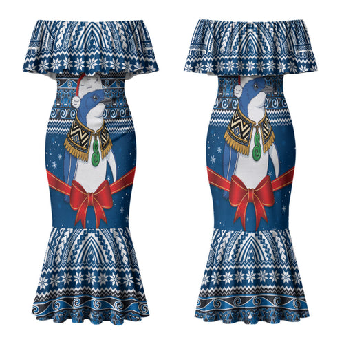 New Zealand Fairy Penguin Korora Christmas Family Matching Mermaid Dress and Hawaiian Shirt Maori Inspired Knitted Patterns