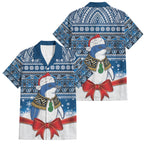 New Zealand Fairy Penguin Korora Christmas Family Matching Off The Shoulder Long Sleeve Dress and Hawaiian Shirt Maori Inspired Knitted Patterns