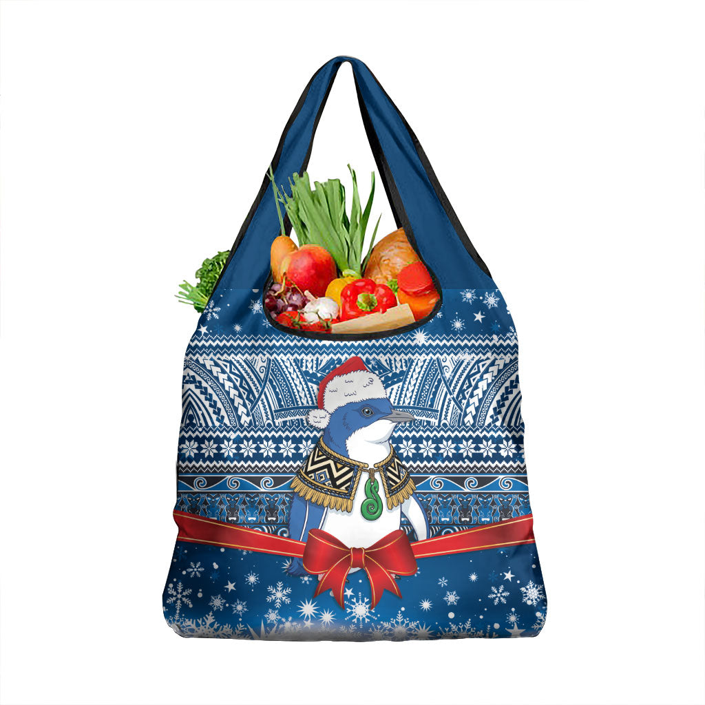 New Zealand Fairy Penguin Korora Christmas Grocery Bag Maori Inspired Knitted Patterns