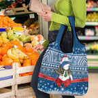 New Zealand Fairy Penguin Korora Christmas Grocery Bag Maori Inspired Knitted Patterns