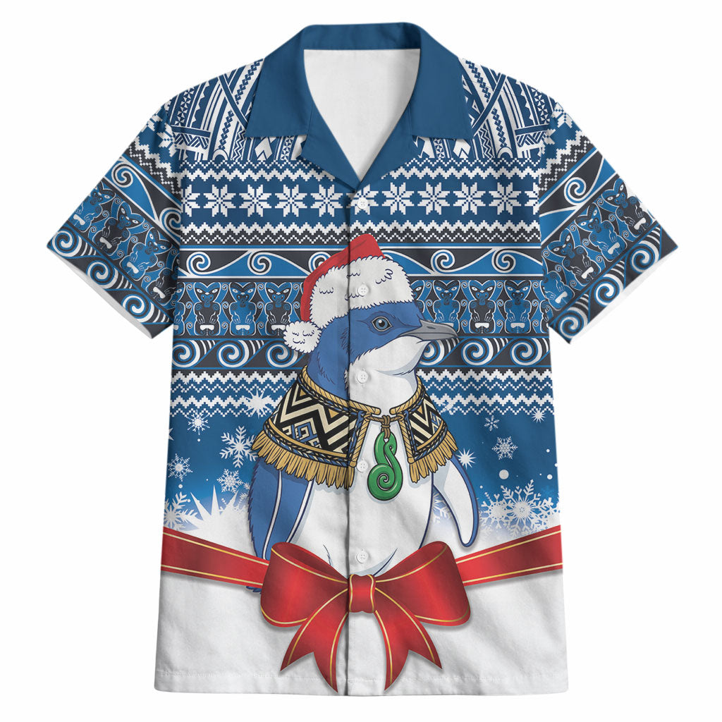 New Zealand Fairy Penguin Korora Christmas Hawaiian Shirt Maori Inspired Knitted Patterns