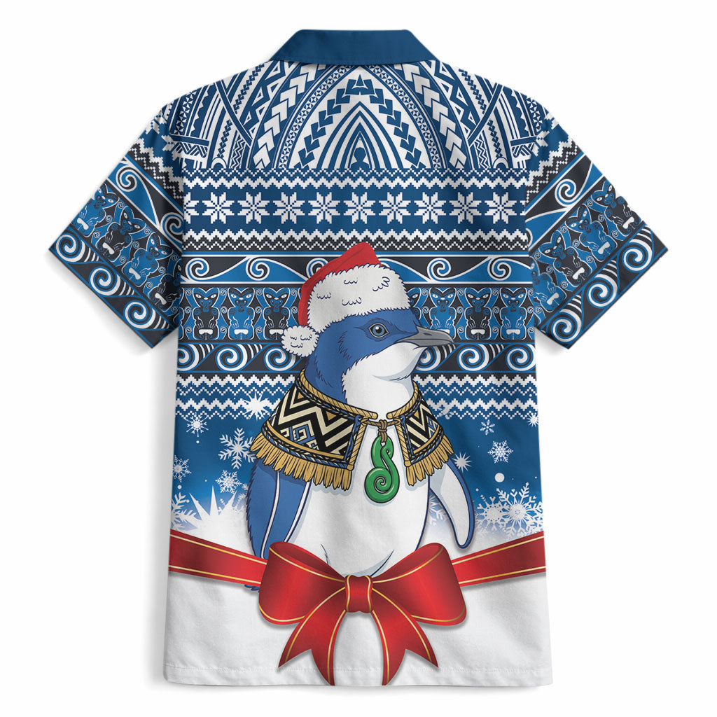 New Zealand Fairy Penguin Korora Christmas Hawaiian Shirt Maori Inspired Knitted Patterns