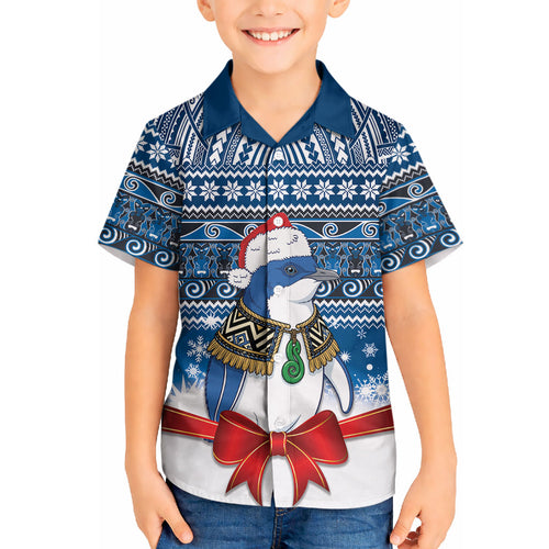 New Zealand Fairy Penguin Korora Christmas Hawaiian Shirt Maori Inspired Knitted Patterns