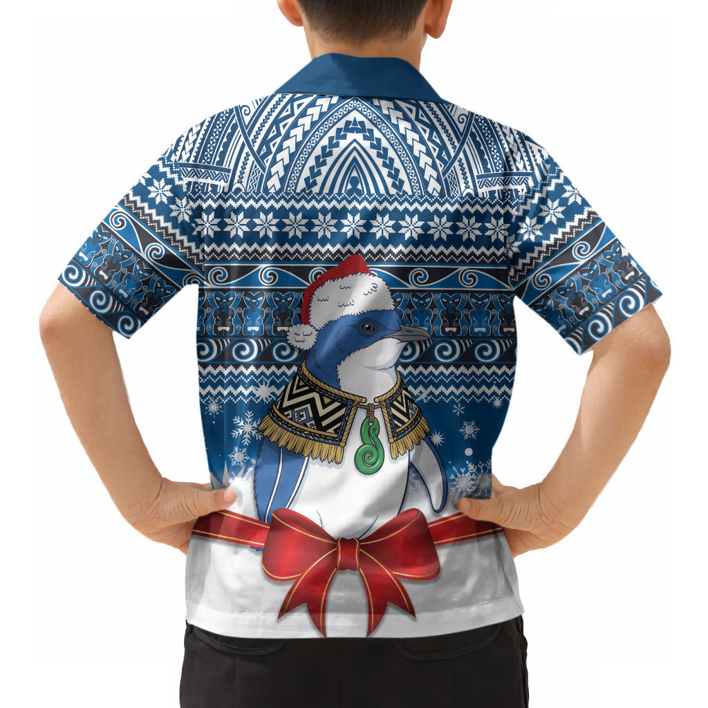 New Zealand Fairy Penguin Korora Christmas Hawaiian Shirt Maori Inspired Knitted Patterns