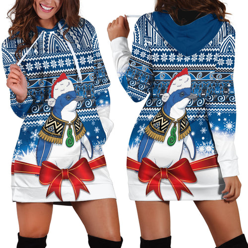 New Zealand Fairy Penguin Korora Christmas Hoodie Dress Maori Inspired Knitted Patterns