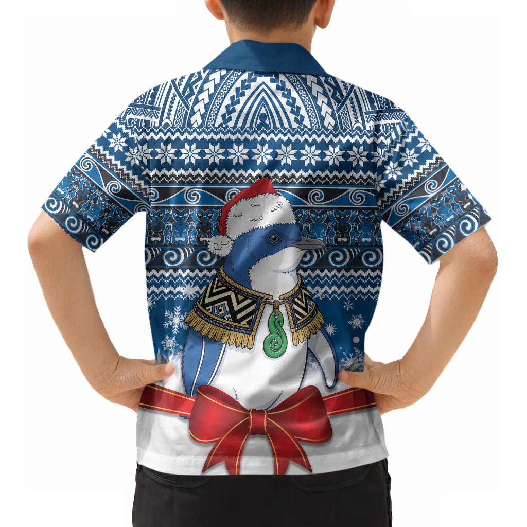New Zealand Fairy Penguin Korora Christmas Kid Hawaiian Shirt Maori Inspired Knitted Patterns