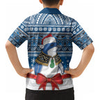 New Zealand Fairy Penguin Korora Christmas Kid Hawaiian Shirt Maori Inspired Knitted Patterns