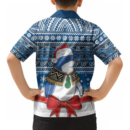 New Zealand Fairy Penguin Korora Christmas Kid Hawaiian Shirt Maori Inspired Knitted Patterns