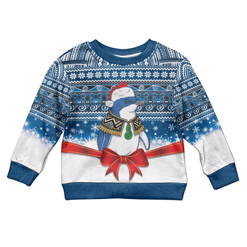 New Zealand Fairy Penguin Korora Christmas Kid Ugly Christmas Sweater Maori Inspired Knitted Patterns