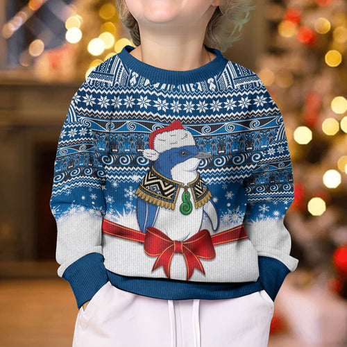 New Zealand Fairy Penguin Korora Christmas Kid Ugly Christmas Sweater Maori Inspired Knitted Patterns