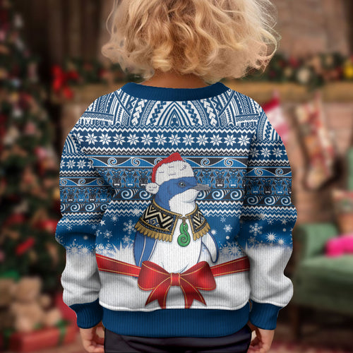 New Zealand Fairy Penguin Korora Christmas Kid Ugly Christmas Sweater Maori Inspired Knitted Patterns