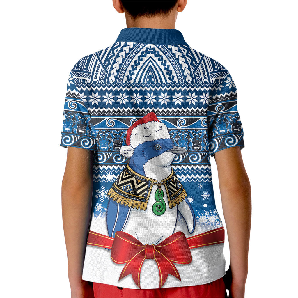 New Zealand Fairy Penguin Korora Christmas Kid Polo Shirt Maori Inspired Knitted Patterns