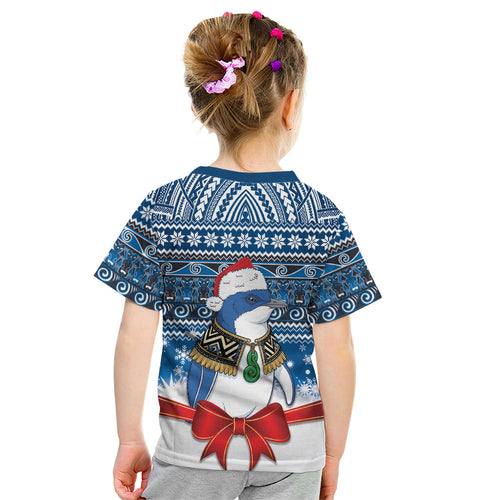 New Zealand Fairy Penguin Korora Christmas Kid T Shirt Maori Inspired Knitted Patterns