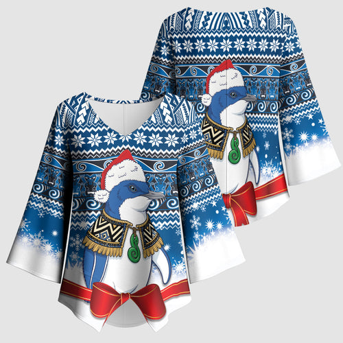 New Zealand Fairy Penguin Korora Christmas Kimono Sleeve Blouse Maori Inspired Knitted Patterns