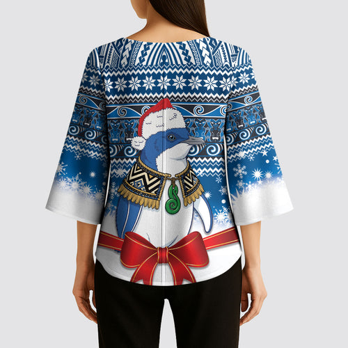 New Zealand Fairy Penguin Korora Christmas Kimono Sleeve Blouse Maori Inspired Knitted Patterns
