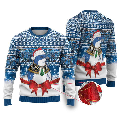 New Zealand Fairy Penguin Korora Christmas Ugly Christmas Sweater Maori Inspired Knitted Patterns
