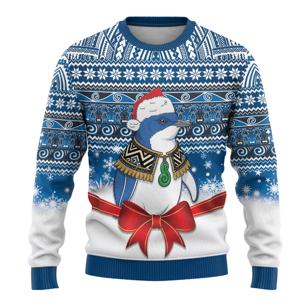 New Zealand Fairy Penguin Korora Christmas Ugly Christmas Sweater Maori Inspired Knitted Patterns