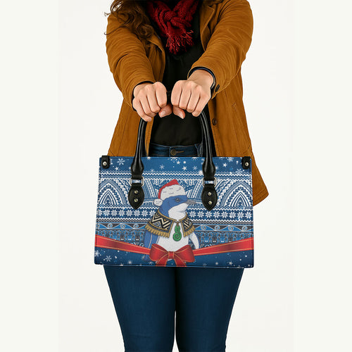 New Zealand Fairy Penguin Korora Christmas Leather Bag Maori Inspired Knitted Patterns