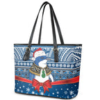 New Zealand Fairy Penguin Korora Christmas Leather Tote Bag Maori Inspired Knitted Patterns