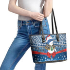 New Zealand Fairy Penguin Korora Christmas Leather Tote Bag Maori Inspired Knitted Patterns
