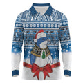 New Zealand Fairy Penguin Korora Christmas Long Sleeve Polo Shirt Maori Inspired Knitted Patterns